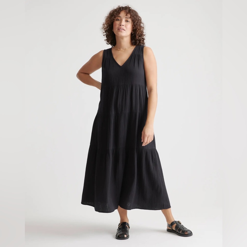 100% Organic Cotton Gauze Tiered Maxi Dress